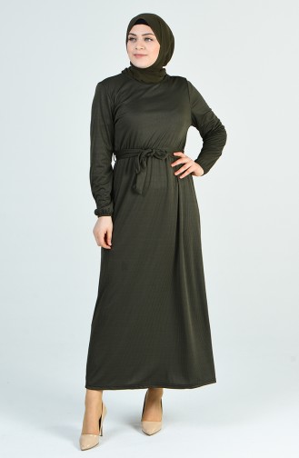 Plus Size Sleeve Elastic Dress 8004-05 Khaki 8004-05