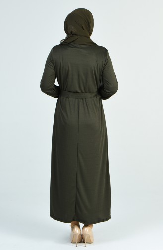Plus Size Elastic Sleeve Dress 8004-05 Khaki 8004-05