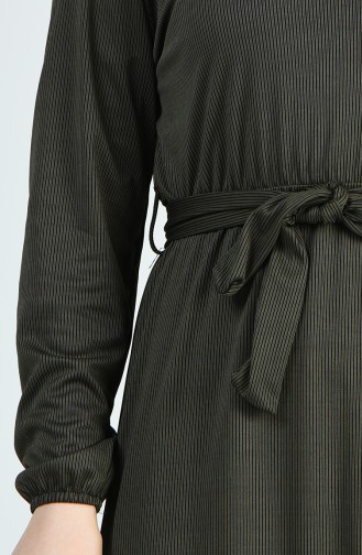 Plus Size Elastic Sleeve Dress 8004-05 Khaki 8004-05