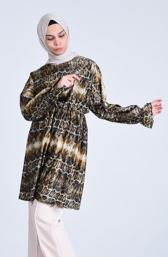 Leopard Pattern Satin Tunic 2106-01 Black Mink 2106-01