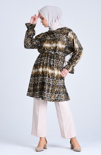 Leopard Pattern Satin Tunic 2106-01 Black Mink 2106-01