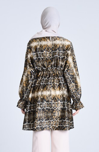 Leopard Pattern Satin Tunic 2106-01 Black Mink 2106-01
