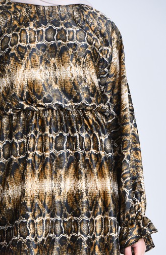 Leopard Pattern Satin Tunic 2106-01 Black Mink 2106-01