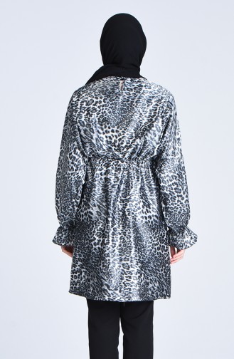 Leopard Pattern Satin Tunic 2107-01 Gray Black 2107-01