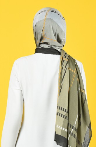 Patterned Cotton Shawl 95337-05 Light Khaki Green 95337-05