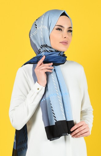 Patterned Cotton Shawl 95337-02 İndigo 95337-02