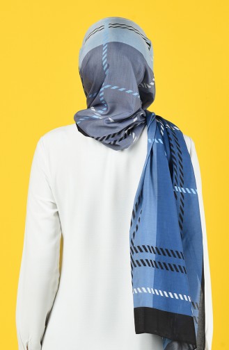 Patterned Cotton Shawl 95337-02 İndigo 95337-02