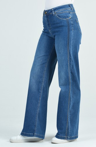 Pantalon Jeans avec Poches 9106-01 Bleu Jean 9106-01