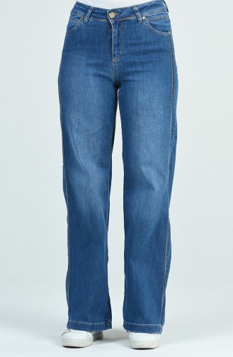 Pantalon Jeans avec Poches 9106-01 Bleu Jean 9106-01