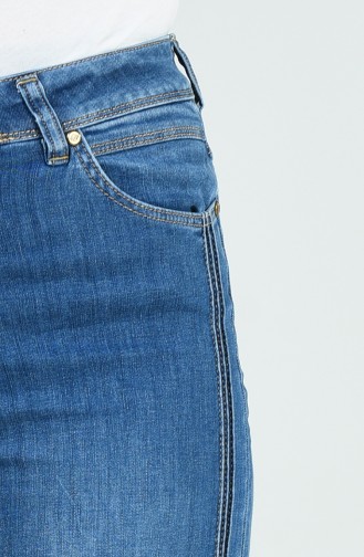 Pantalon Jeans avec Poches 9106-01 Bleu Jean 9106-01