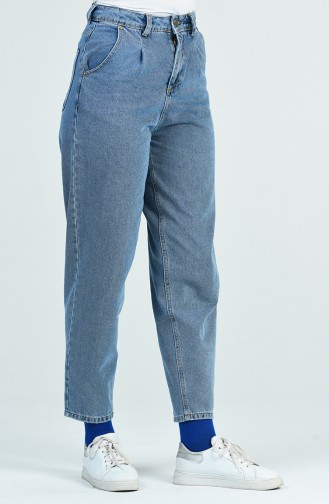 Cepli Mom jeans Kot Pantolon 9109-01 Kot Mavi