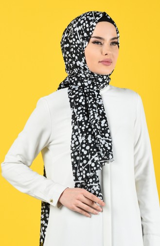 Elmina Patterned Cotton Shawl 992-101 Black white 992-101