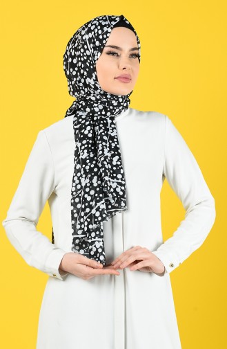 Elmina Patterned Cotton Shawl 992-101 Black white 992-101