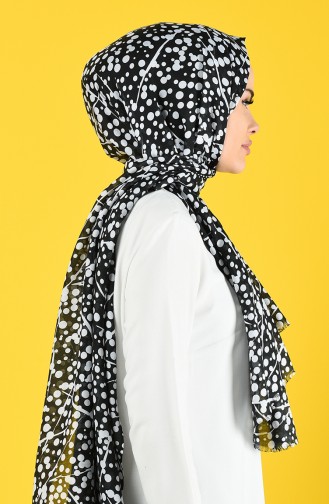 Elmina Patterned Cotton Shawl 992-101 Black white 992-101