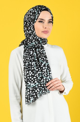 Elmina Patterned Cotton Shawl 992-104 Turquoise Black 992-104