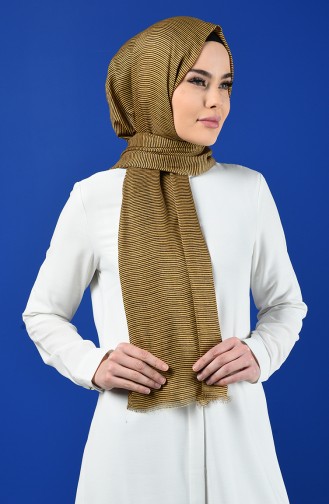 Desenli Pamuk Şal 901609-05 Hardal