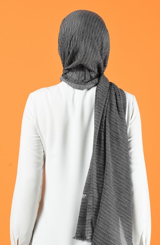 Desenli Pamuk Şal 901609-14 Siyah