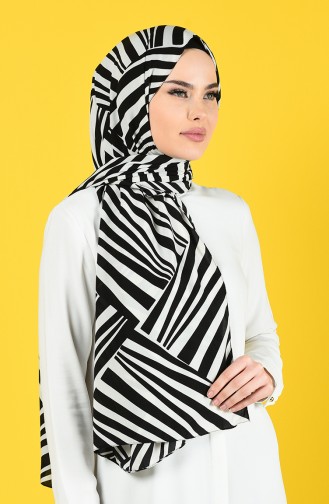 Patterned Medina Silk Shawl 70155-02 Black Off white 70155-02