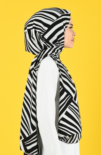 Patterned Medina Silk Shawl 70155-02 Black Off white 70155-02