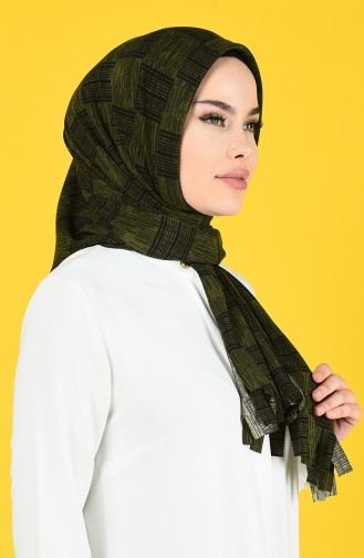 Kare Desenli Pratik Şal 1080-02 Haki