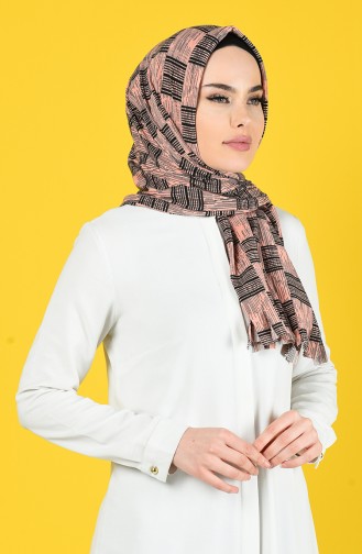 Square Patterned Practical Shawl 1080-04 Rose Dry 1080-04