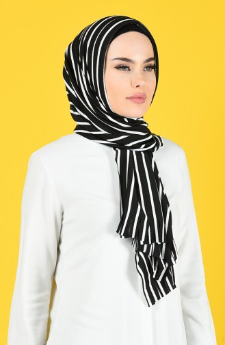 Striped Practical Shawl 1082-02 white Black 1082-02