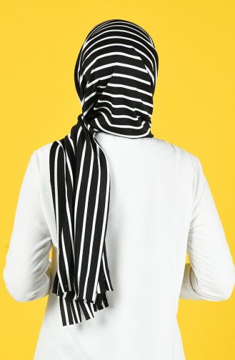 Striped Practical Shawl 1082-02 white Black 1082-02