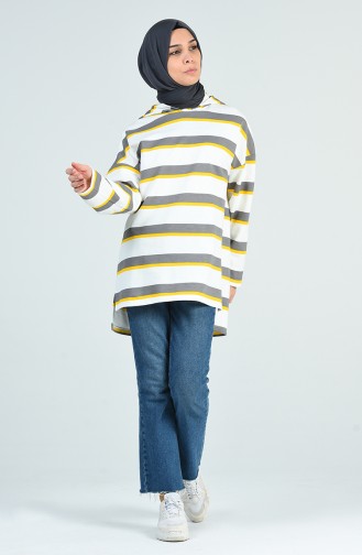 Sweatshirt a Rayures 0701-02 Jaune Gris 0701-02