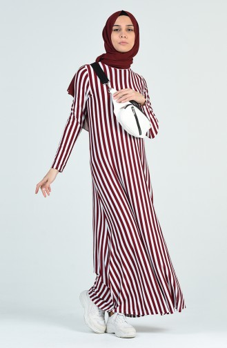 Weinrot Hijab Kleider 0273-04