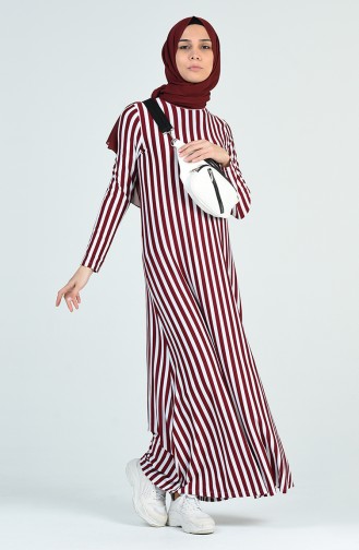 Striped Dress 0273-04 Claret Red 0273-04