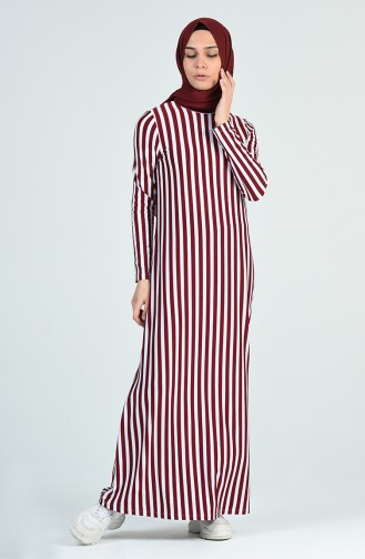 Striped Dress 0273-04 Claret Red 0273-04