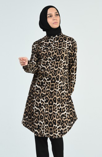 Leopar Desenli Tunik 6452-01 Siyah