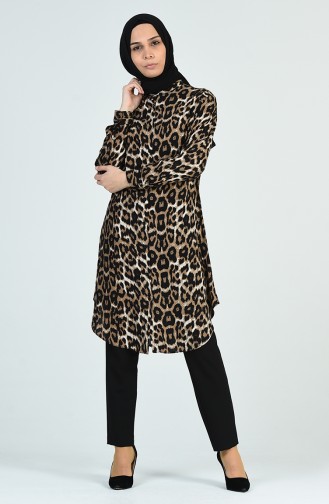 Leopar Desenli Tunik 6452-01 Siyah