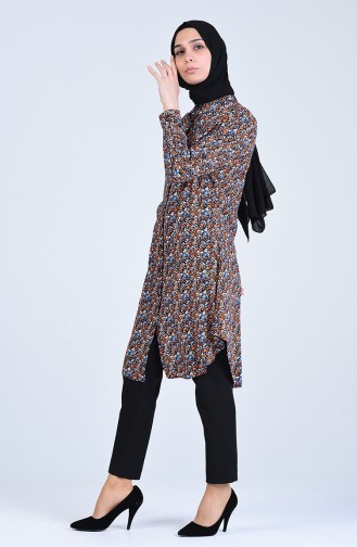 Patterned Viscose Tunic 6458-01 Black 6458-01