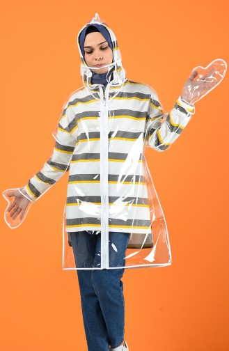 Imperméable à Capuche en Nylon 0019-01 Blanc 0019-01