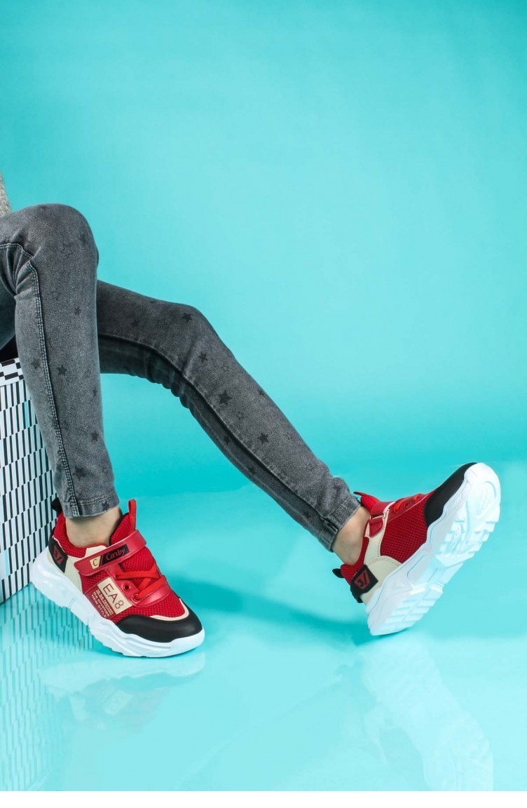 Fast Step Spor Ayakkabi Erkek Cocuk Kirmizi Bej Beyaz Unisex Cocuk Sneaker Ayakkabi 924faea8c Sefamerve