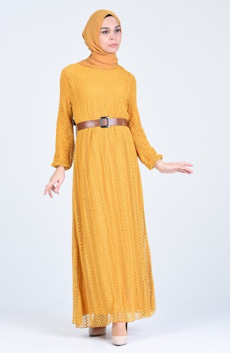 فستان أصفر خردل 8051-02