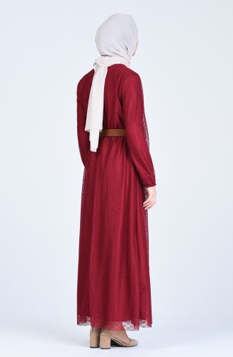 Claret red İslamitische Jurk 8052-04