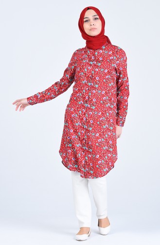 Patterned Viscose Tunic 2507-03 Red 2507-03