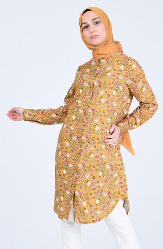 Patterned Viscose Tunic 2507-04 Mustard 2507-04