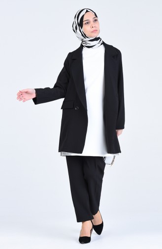Buttoned Jacket Trousers Double Suit 1054-05 Black 1054-05