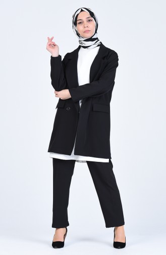 Buttoned Jacket Trousers Double Suit 1054-05 Black 1054-05