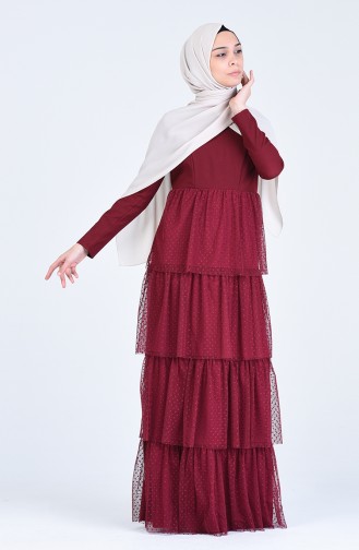 Tüll Abendkleid 60102-01 Weinrot 60102-01
