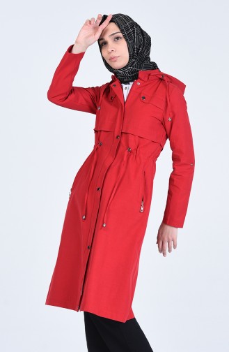 Trench Coat a Capuche 6093-01 Bordeaux 6093-01