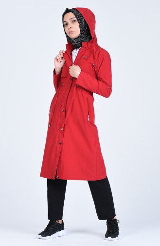Claret red Trench Coats Models 6093-01