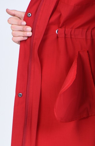 Kapüşonlu Trençkot 6093-01 Bordo