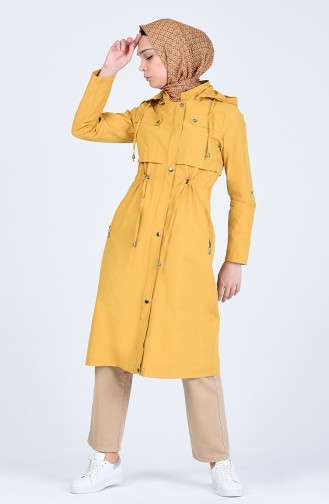 Trench Coat a Capuche 6093-03 Moutarde 6093-03