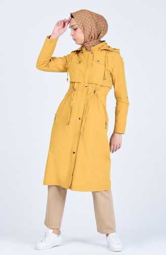 Trench Coat a Capuche 6093-03 Moutarde 6093-03