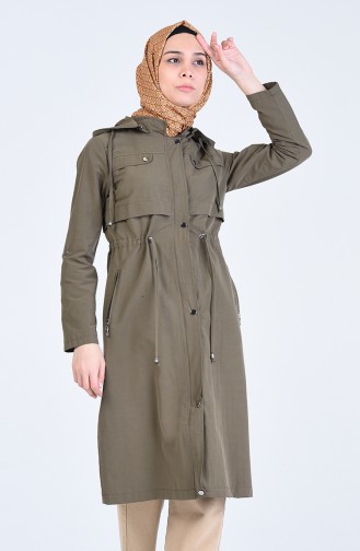 Trench Coat a Capuche 6093-05 Khaki 6093-05