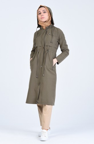 Trenchcoat mit Kapuze 6093-05 Khaki 6093-05